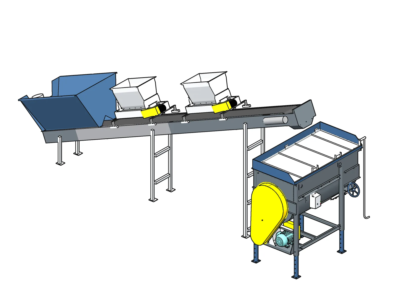Surge feeder, fertilizer feeder and 2 yard mixer